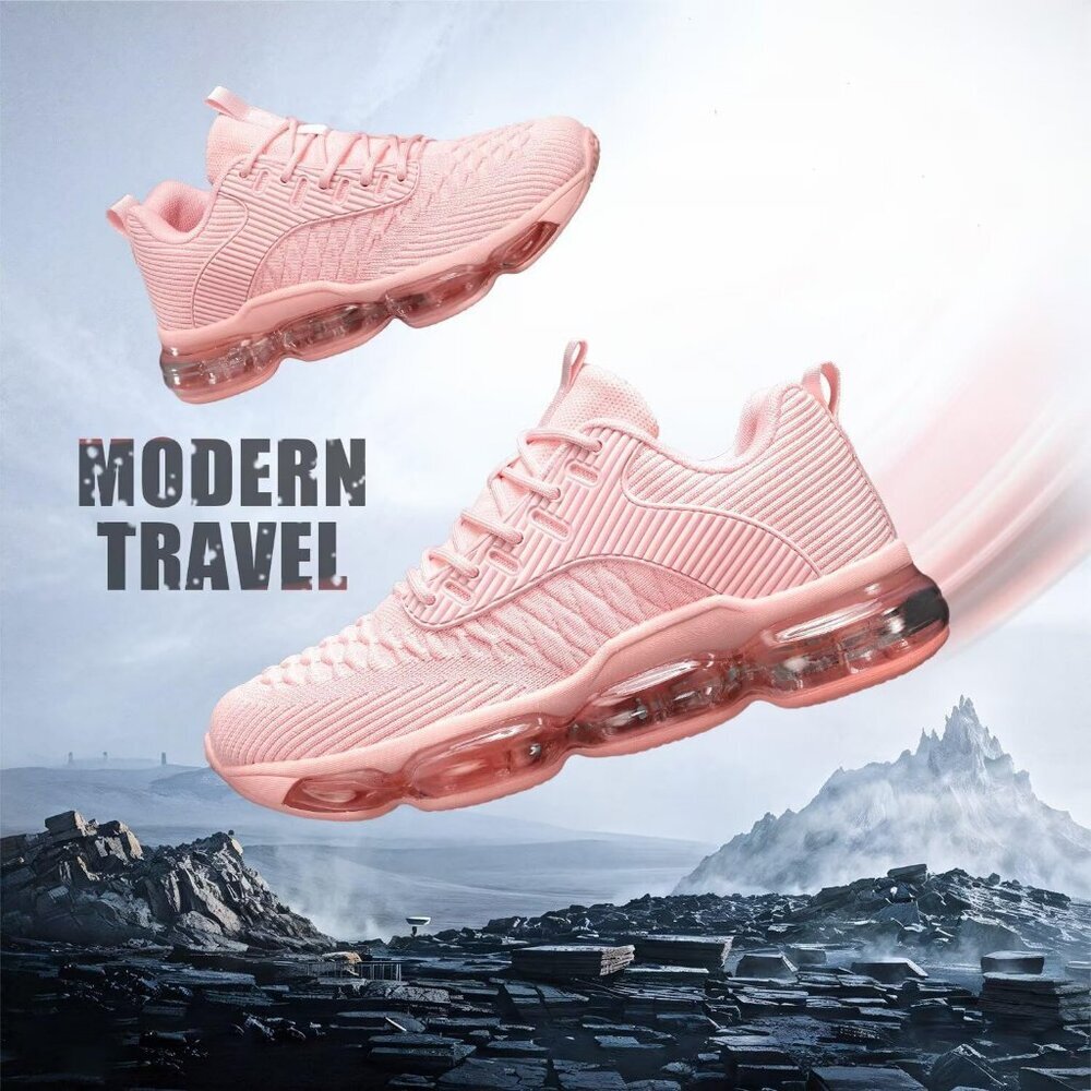 Women's Pink Running Shoes Air Cushion Basketball Sneakers Tennis Breathable - Picture 6 of 7